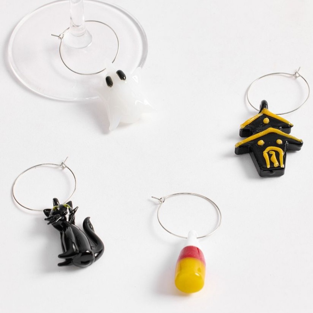 Pottery Barn NWT Halloween Icon Wine Charms - Mixed Set Of 4
